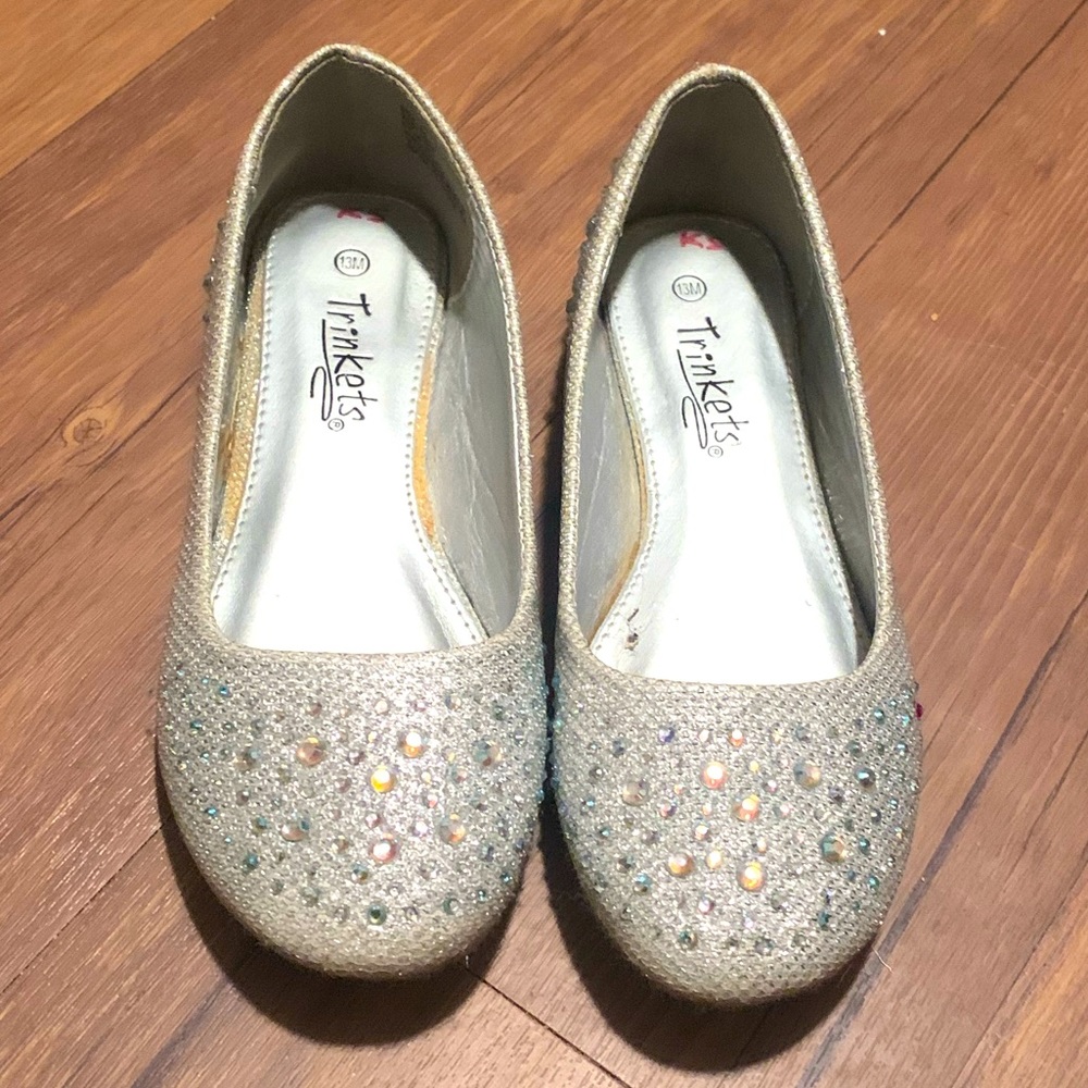Girls Silver Ballet Flats